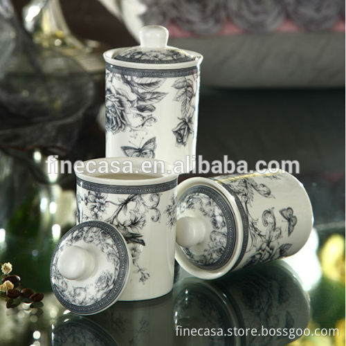180CC Elegant Fine New Bone China Small Canister Set of Nocturne